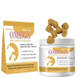 स्वस्थ त्वचा और चमकदार कोट मछली के तेल ओमेगा 3 सॉफ्ट च्यूज़ का समर्थन करता है, कुत्तों के झड़ने और खुजली वाली त्वचा से राहत देता है