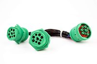 Kustom hijau tipe 2 SCH deut9pin jeto kabel ekstensi adaptor 2 laki-laki perempuan PVC tembaga 12V 200mm otomotif ELD 9 Pin J1900 Y