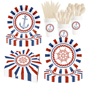 ชุดอุปกรณ์ตกแต่งงานวันเกิดธีมโจรสลัด DAMAI ชุดจานกระดาษและผ้าเช็ดปากลายสมบัติโจรสลัด พร้อมแก้วสำหรับแขก 8 ท่าน - Product Image 2