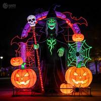 Lanterne LED d'extérieur étanche pour Halloween, sculpture lumineuse fantôme, squelette, citrouille, décoration pour maison hantée, parc, festival de Zigong