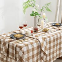 Motif imprimé 100% lin nappe couverture tissu pour événement vérifié pur lin lin Rectangle