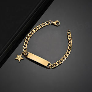 Nouvel Arrivage Bracelet Femme en Acier Inoxydable, Chaîne Noire avec Plaque d'Identification, Gravure Personnalisée du Logo, Style Massif - Product Image 4