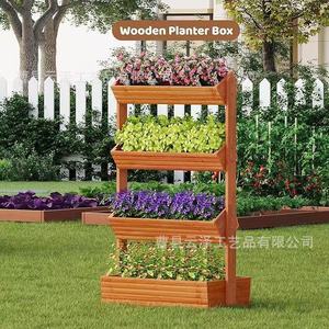 Multi-tiered wooden flower <b>pot</b> stand for home, indoor balcony, green plant and <b>succulent</b> display rack, solid wood garden - Product Image 1