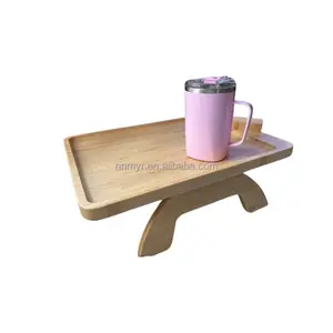 Meja samping kurus bambu lipat mini, untuk sofa kecil nampan makan malam