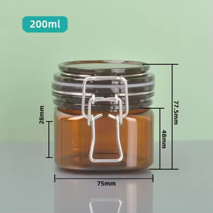 200ml Amber Square PET <b>Jar</b> for Skin Care Slimming Cream Massage Cream Mud Film Packaging Sealed <b>Plastic</b> Button <b>Jars</b> - Product Image 2