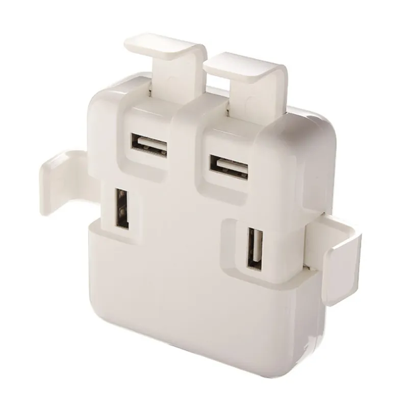 Pengisi Daya USB 4 Port, Dudukan Ponsel Adaptor Daya AC + Kabel Plug EU Multifungsi untuk Android Ponsel Pintar