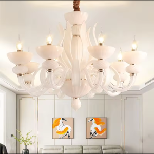 โคมไฟระย้าทรงกลมขนาดใหญ่สีขาวสำหรับห้องรับประทานอาหาร โคมไฟเพดาน LED 2700K ทรงชามสำหรับห้องนอน ขายส่ง - Product Image 1