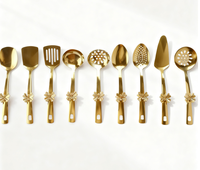 Ensemble d'ustensiles de cuisine 9 pièces en acier inoxydable avec poignée en plastique papillon, cuillère, louche, spatule antidérapante, durable et compatible lave-vaisselle