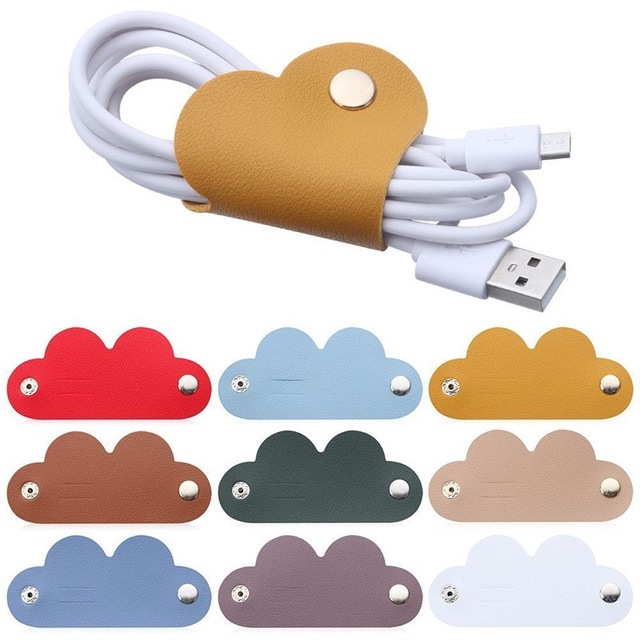 Travel Portable Cable Organizer Phone Charger Cable Winder Wrap Heart Solid Color Earphone Cord Storage Holder