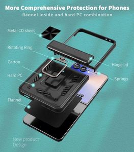 เคสโทรศัพท์แบบพับได้พร้อมฝาปิดกล้องแบบเลื่อน สำหรับ SAMSUNG Z Flip 7  วัสดุโลหะ+วงแหวนโลหะในตัว+พลาสติกแข็ง+ฝาพับแบบมีบานพับ+สปริง - Product Image 4