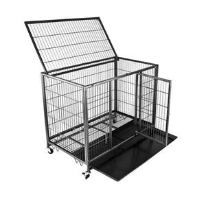<span class=keywords><strong>Cage</strong></span> entièrement métallique pour chien, dispositif robuste de 36, 42 ou 48 pouces, avec roulettes - Product Image 2
