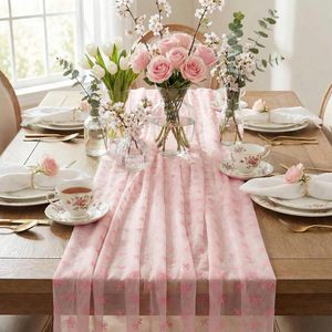 <span class=keywords><strong>Chemin</strong></span> <span class=keywords><strong>de</strong></span> <span class=keywords><strong>table</strong></span> en tulle rose avec nœud brodé, décorations <span class=keywords><strong>de</strong></span> <span class=keywords><strong>table</strong></span> saisonnières, tissu en tulle pour la décoration intérieure, fête prénuptiale, mariage - Product Image 2