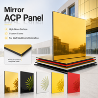 Panneau composite en aluminium (ACP) 4x8 finition or miroir, résistant au feu A2, écologique, pour façade de bâtiment et mur-rideau
