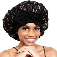 Bonnet de nuit en satin de soie de grande taille en gros avec long ruban à nouer, broderie, bonnet de sommeil réversible à double couche, enveloppe de cheveux pour femmes, bonnet de nuit