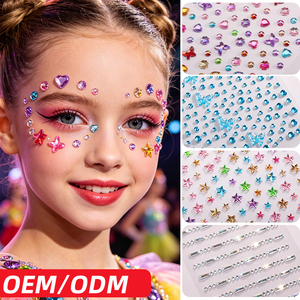 Pegatinas <span class=keywords><strong>de</strong></span> Gemas 3D <span class=keywords><strong>de</strong></span> Acrílico con Purpurina, en Forma <span class=keywords><strong>de</strong></span> Estrella y Corazón, Autoadhesivas, No Tóxicas, para Cuerpo y Rostro, para Niños, OEM ODM Personalizadas - Product Image 1