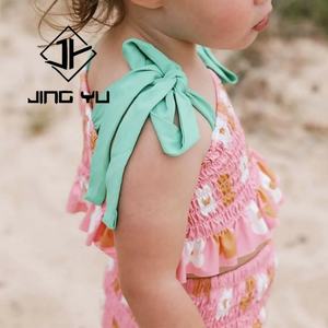 Custom Hawaiian Printed Swimsuit High Quality Pleated Baby Swimsuit <b>Girls</b> Nylon Bikini - Product Image 2