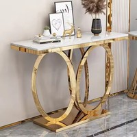 Miroir de salon moderne, miroir de couloir, verre marbré, cadre en métal doré, table console multifonctionnelle pour hôtel et salle à manger