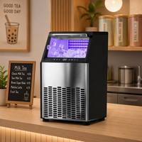 Machine à glaçons commerciale entièrement automatique en acier inoxydable, refroidie par air, pour les magasins de bubble tea
