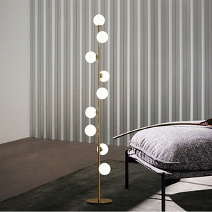 Nouveauté, lampe sur pied en verre blanc pour la maison et le bureau, style luxueux, dorée, 9 têtes, pour la décoration artistique, ampoule LED G4 - Product Image 4