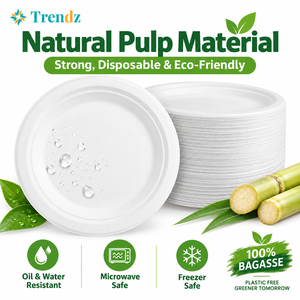 Gros 6 8.8 10 Pouces Jetables Biodégradables Sugracane Bagasse Matériel Rond Bohème Papier Plaques et Bols <span class=keywords><strong>Pizza</strong></span> Plaques - Product Image 2