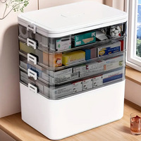 Grande Armoire à Médicaments en Plastique pour la Maison, Vente en Gros, Boîte de Rangement à 4 Compartiments, Trousse de Premiers Secours Portable d'Urgence