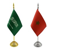 En gros, Kit de mât de drapeau d'intérieur télescopique super robuste en aluminium doré avec base dorée