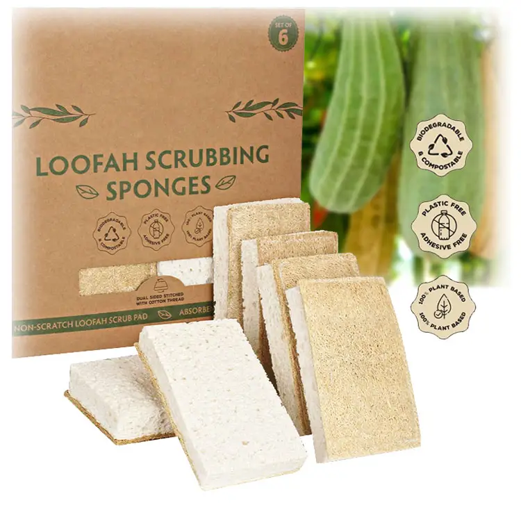 Spifit luffa wood pulp cotton organic natural compostable eco loofah 100% biodegradable dish sponge