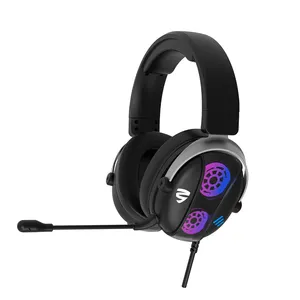 Wired Headset Gaming Headphone Com Microfone RGB Surround Sound Audifonos Noise Cancelamento Headset Para PC Gamer