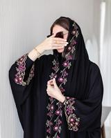 Abaya modeste en mousseline de polyester noire de luxe, faite à la main, lourde, avec des perles 3D, broderie florale, longueur cheville, pour mariage, fête, Eid