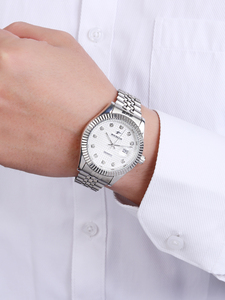 Montre de luxe pour homme, chronographe sport à quartz, étanche, avec date, <span class=keywords><strong>loupe</strong></span>, <span class=keywords><strong>lunette</strong></span> cannelée et index en cristal - Product Image 5