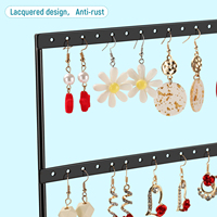 Support à boucles d'oreilles en bois massif et fer, rangement pour boucles d'oreilles à domicile, présentoir à bijoux suspendu, noir 24x43x30cm
