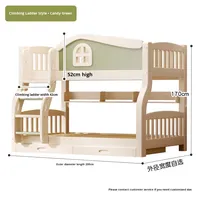 Lit superposé minimaliste en bois massif YQ YQ-35 pour enfants, lit double pour garçons et filles, lit multifonctionnel pour petit appartement