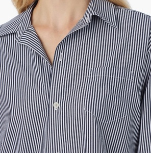 <span class=keywords><strong>Camicia</strong></span> <span class=keywords><strong>da</strong></span> <span class=keywords><strong>Notte</strong></span> Oversize in Cotone per Donna, Maniche Lunghe, Elegante Abbigliamento Estivo per Casa con Bottoni, Pigiama a Righe - Product Image 2