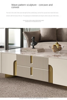 Table de télévision mobile blanche et dorée Fire Place Tv Stand 75 pouces Tv Stand avec cheminée et table basse