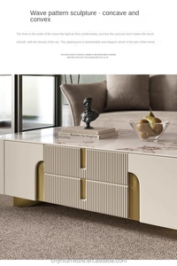 Mesa de televisión móvil blanca y dorada, soporte de TV para chimenea, soporte de TV de 75 pulgadas con chimenea y mesa de centro - Product Image 2