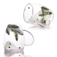 Tasses à café en verre borosilicate à double paroi, style boule de neige, pour Noël, verres à eau et à thé, design européen pour la maison