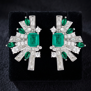 Dernières tendances : Boucles d'oreilles clous en argent 925 et zircon, style Art Déco – Plaqué rhodium et or, cadeau de luxe pour femme - Product Image 2