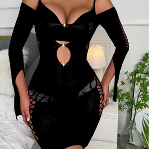 ชุดกระโปรงรัดรูปแฟชั่นสำหรับผู้หญิง ดีไซน์เก๋ไก๋ประดับมุก  กระโปรงตาข่ายแบบชิ้นเดียว - Product Image 1