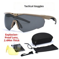 Lunettes tactiques anti-explosion CS avec monture TR90 polarisée, verres PC de 2,4 mm d'épaisseur, lunettes de soleil coupe-vent, ensemble de trois verres