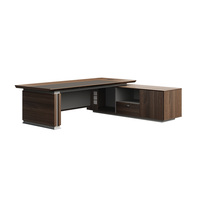 Bureau de direction en bois, mobilier de bureau modulaire, bureau de direction au design moderne, plateau en bois de noyer, bureau et chaise de bureau gris