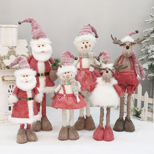 Bonhomme de neige rétractable rose en peluche pour Noël, décoration de fête, cadeau pour le salon - Product Image 1