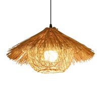 Lampada a sospensione in paglia, paralume in rattan intrecciato, stile retrò, illuminazione antica per agriturismo, ristorante, hotel