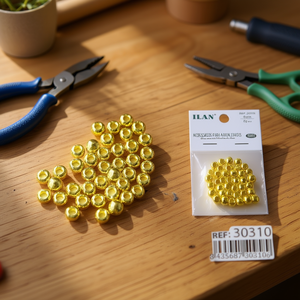 Perline in metallo ILAN 8mm placcate oro per lavori artigianali - Product Image 3