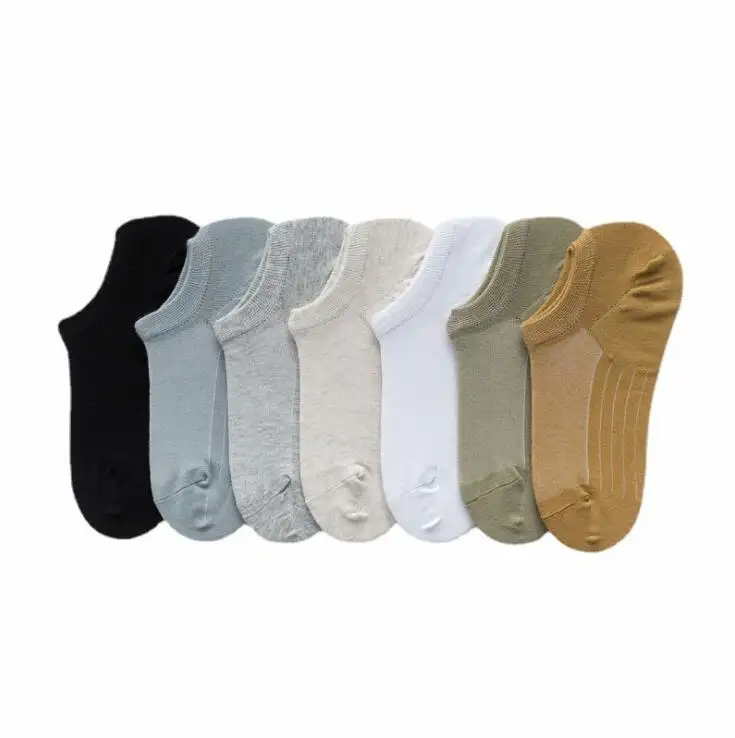 Stock Wholesale Unisex 100% Cotton Breathable Pure Color Men No Show Socks Summer 2021