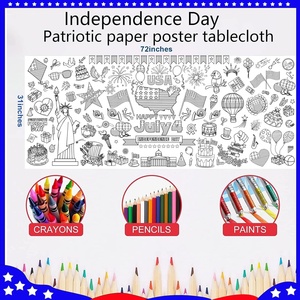 Offres Spéciales 4 juillet : Affiche <span class=keywords><strong>à</strong></span> colorier personnalisée, Nappe et Bannière pour <span class=keywords><strong>la</strong></span> Fête de l'Indépendance Américaine, Jeux de fête et Décoration murale de classe - Product Image 5