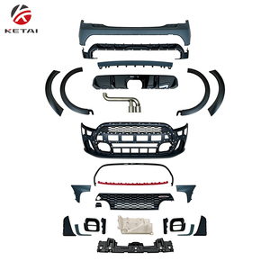 Kit carrosserie complet style JCW pour <span class=keywords><strong>Mini</strong></span> <span class=keywords><strong>Cooper</strong></span> F55 4 portes 2014-2020, pare-chocs avant, diffuseur arrière, jupes latérales, ajustement direct, ABS noir brillant - Product Image 2