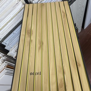 Faux plafond en <span class=keywords><strong>PVC</strong></span> stratifié d'usine avec un bon rapport qualité-prix, design imitation bois, panneau mural rainuré - Product Image 4