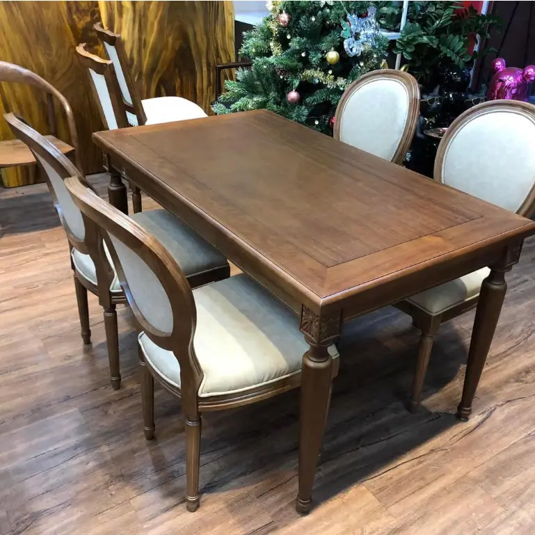 LOUIS SET meja makan gaya Perancis 4-6 tempat duduk dengan kursi Kerajaan diproduksi di VIETNAM WHATSAPP + 84 373635126