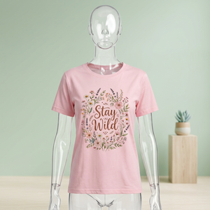Camiseta estampada de manga corta informal con cuello redondo para mujer - Product Image 1