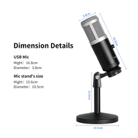Microphone de studio USB à condensateur professionnel OEM, casque de bureau portable avec fonction d'annulation du bruit, enregistrement en direct pour YR11